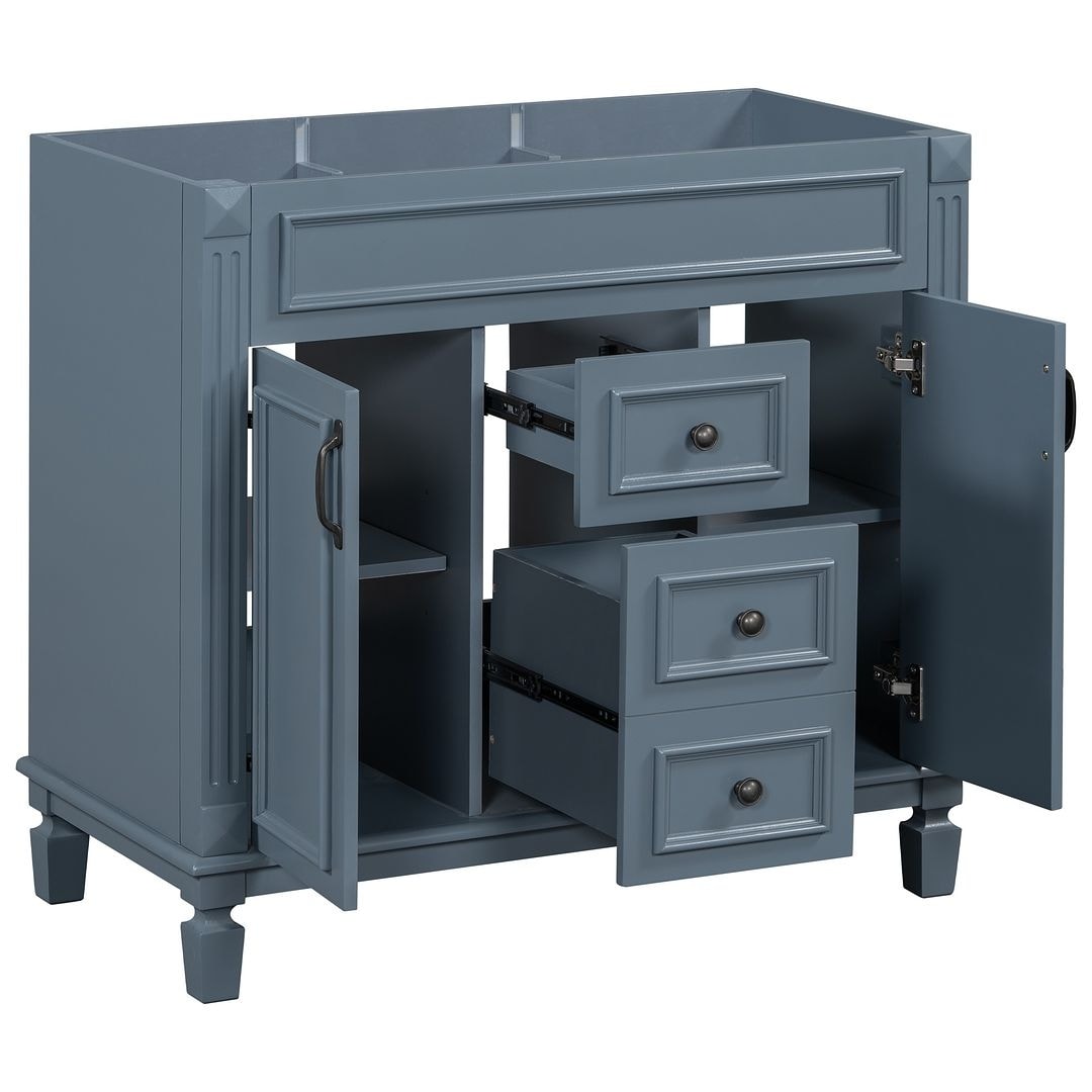 Meuble-lavabo moderne de 36 po avec lavabo supérieur et armoire à miroir, 2 portes et 2 tiroirs