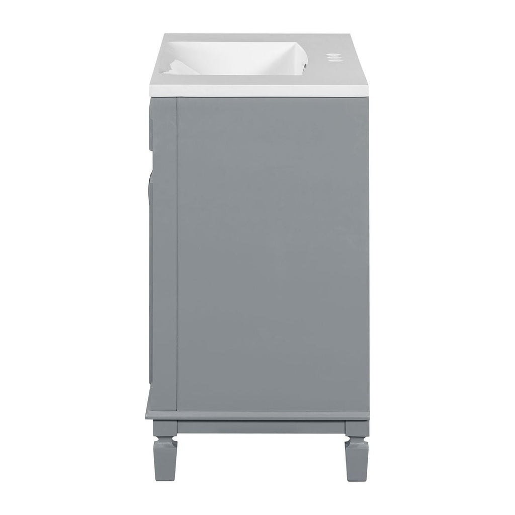 Meuble-lavabo moderne de 36 po avec lavabo supérieur et armoire à miroir, 2 portes et 2 tiroirs