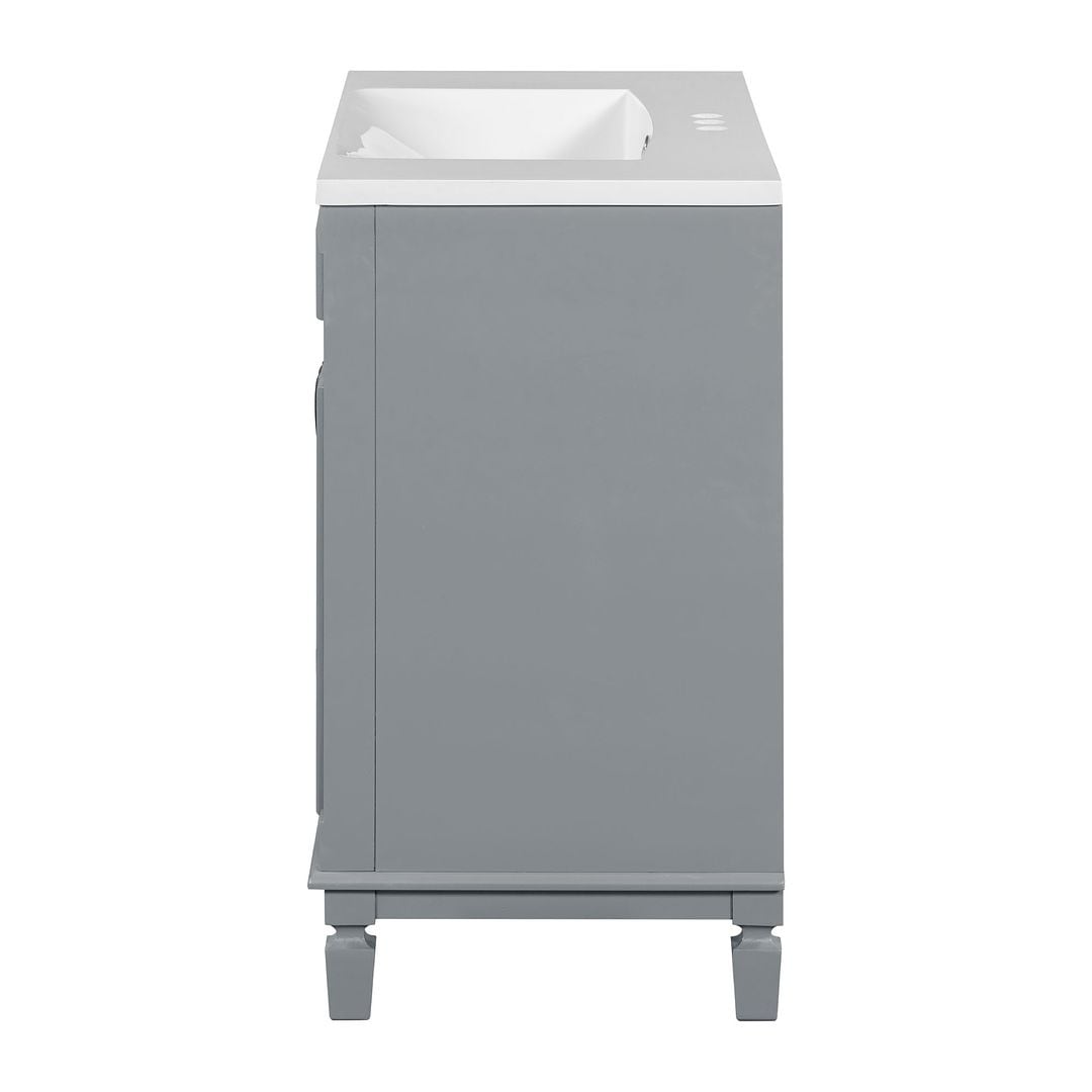 Meuble-lavabo moderne de 36 po avec lavabo supérieur et armoire à miroir, 2 portes et 2 tiroirs