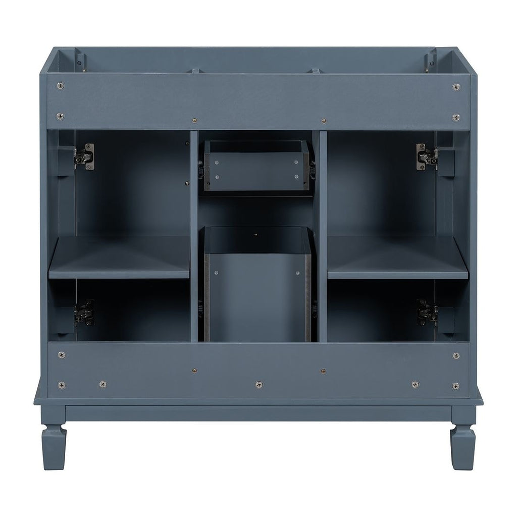 Meuble-lavabo moderne de 36 po avec lavabo supérieur et armoire à miroir, 2 portes et 2 tiroirs