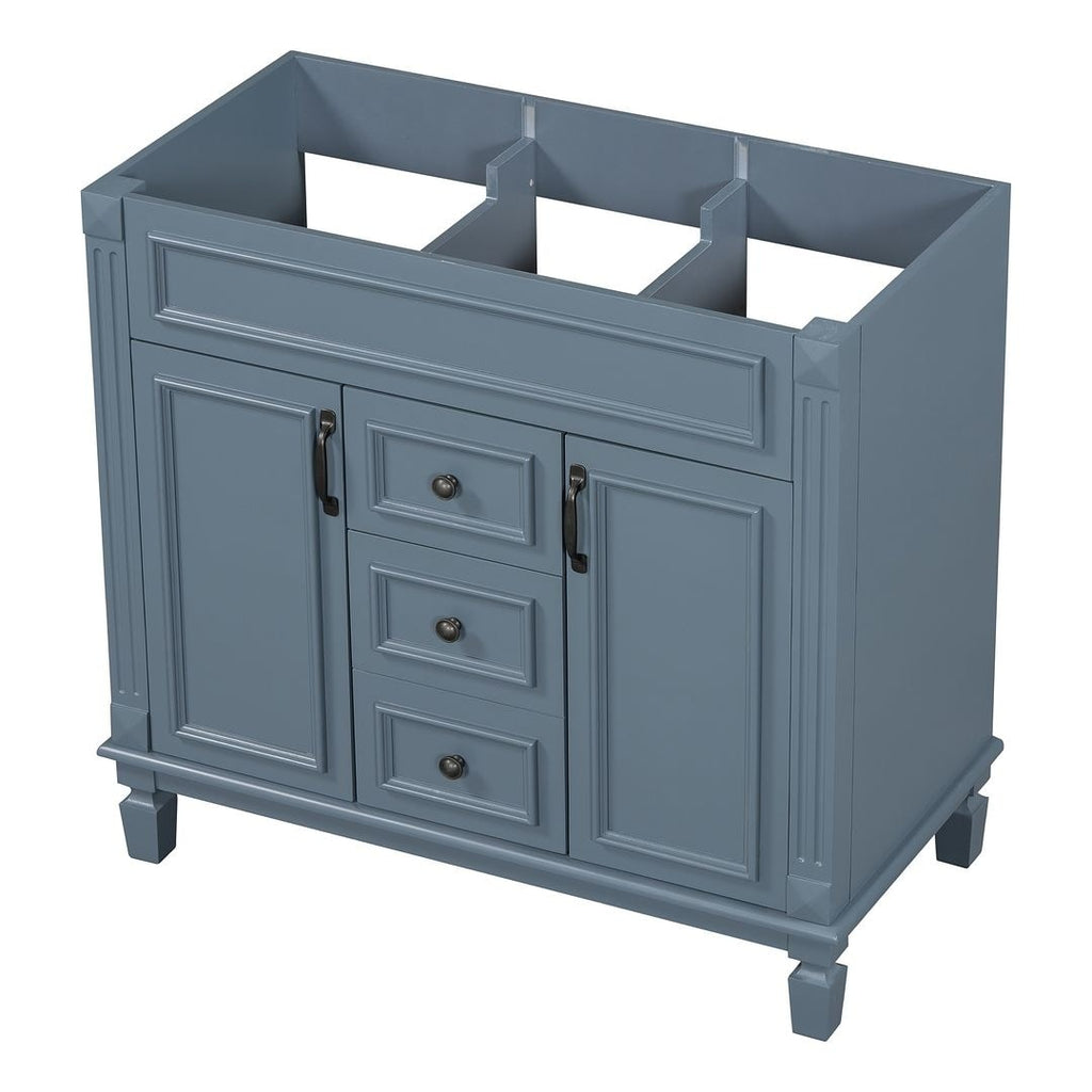 Meuble-lavabo moderne de 36 po avec lavabo supérieur et armoire à miroir, 2 portes et 2 tiroirs