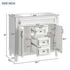 Meuble-lavabo moderne de 36 po avec lavabo supérieur et armoire à miroir, 2 portes et 2 tiroirs