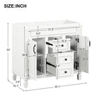 Meuble-lavabo moderne de 36 po avec lavabo supérieur et armoire à miroir, 2 portes et 2 tiroirs
