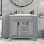 Meuble-lavabo moderne de 36 po avec lavabo supérieur et armoire à miroir, 2 portes et 2 tiroirs