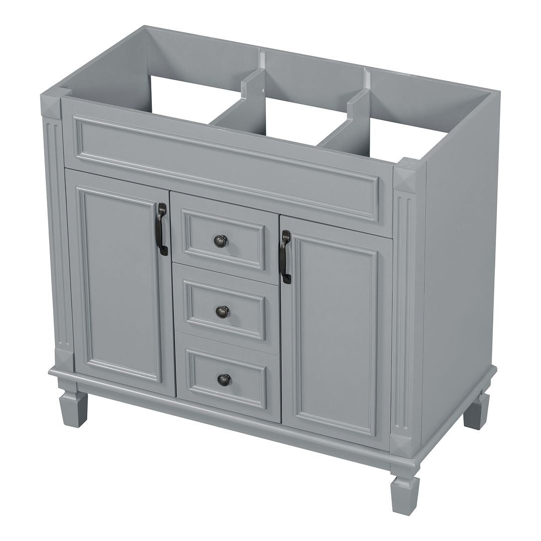 Meuble-lavabo moderne de 36 po avec lavabo supérieur et armoire à miroir, 2 portes et 2 tiroirs