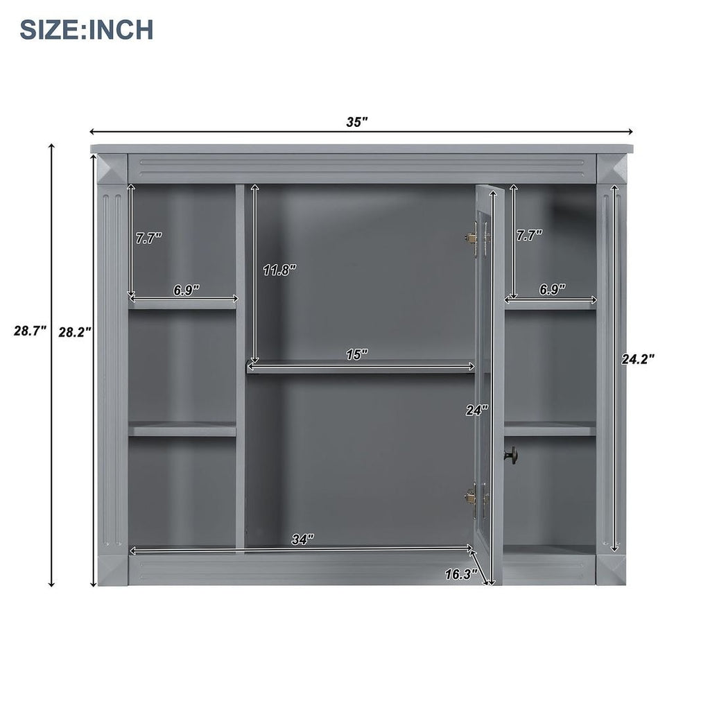Meuble-lavabo moderne de 36 po avec lavabo supérieur et armoire à miroir, 2 portes et 2 tiroirs