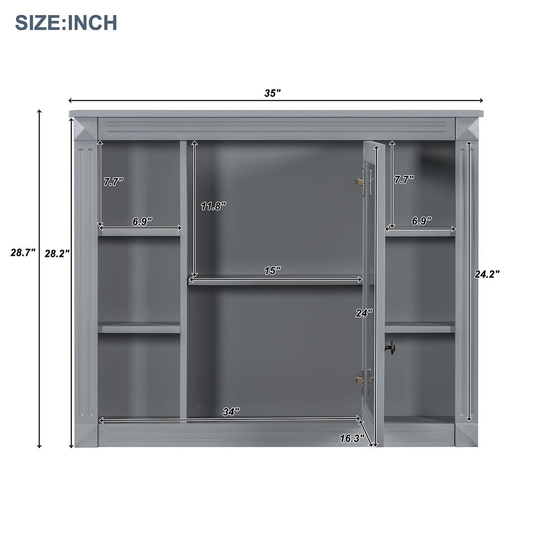 Meuble-lavabo moderne de 36 po avec lavabo supérieur et armoire à miroir, 2 portes et 2 tiroirs