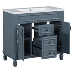 Meuble-lavabo moderne de 36 po avec lavabo supérieur et armoire à miroir, 2 portes et 2 tiroirs