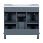 Meuble-lavabo moderne de 36 po avec lavabo supérieur et armoire à miroir, 2 portes et 2 tiroirs