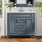 Meuble-lavabo moderne de 36 po avec lavabo supérieur et armoire à miroir, 2 portes et 2 tiroirs