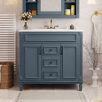 Meuble-lavabo moderne de 36 po avec lavabo supérieur et armoire à miroir, 2 portes et 2 tiroirs