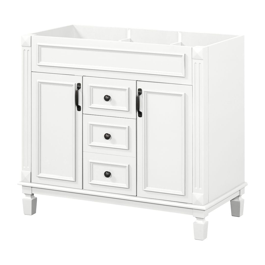 Meuble-lavabo moderne de 36 po avec lavabo supérieur et armoire à miroir, 2 portes et 2 tiroirs