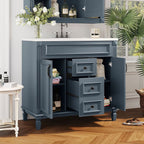 Meuble-lavabo moderne de 36 po avec lavabo supérieur et armoire à miroir, 2 portes et 2 tiroirs