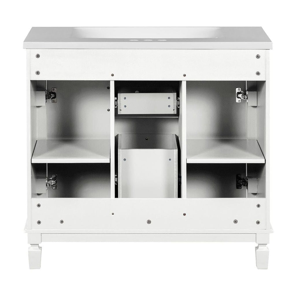 Meuble-lavabo moderne de 36 po avec lavabo supérieur et armoire à miroir, 2 portes et 2 tiroirs