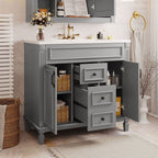 Meuble-lavabo moderne de 36 po avec lavabo supérieur et armoire à miroir, 2 portes et 2 tiroirs