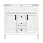 Meuble-lavabo moderne de 36 po avec lavabo supérieur et armoire à miroir, 2 portes et 2 tiroirs
