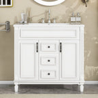 Meuble-lavabo moderne de 36 po avec lavabo supérieur et armoire à miroir, 2 portes et 2 tiroirs