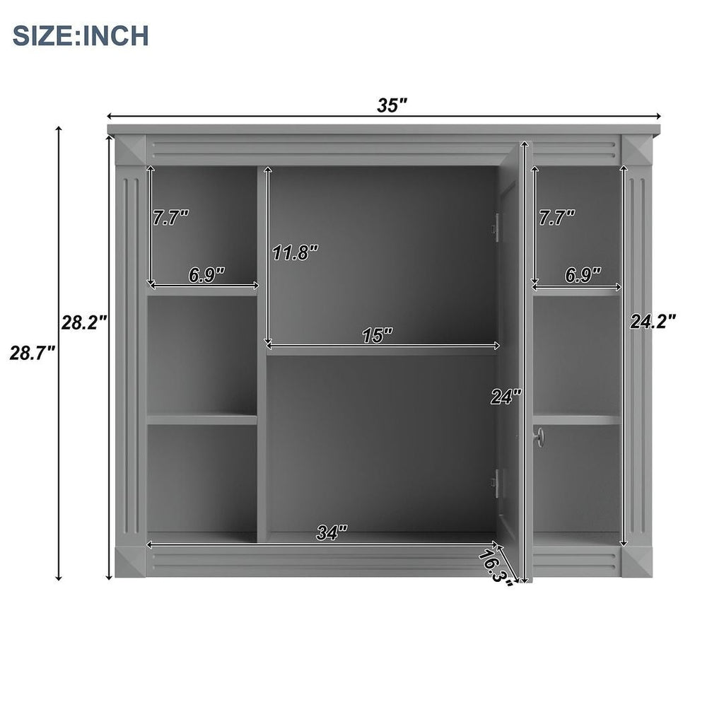 Meuble-lavabo moderne de 36 po avec lavabo supérieur et armoire à miroir, 2 portes et 2 tiroirs
