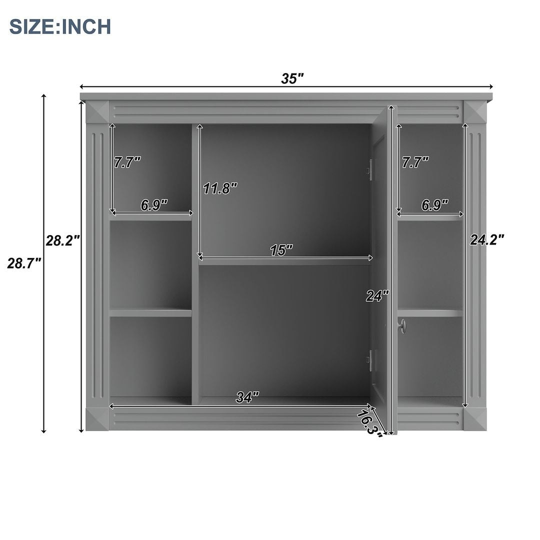 Meuble-lavabo moderne de 36 po avec lavabo supérieur et armoire à miroir, 2 portes et 2 tiroirs