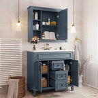 Meuble-lavabo moderne de 36 po avec lavabo supérieur et armoire à miroir, 2 portes et 2 tiroirs