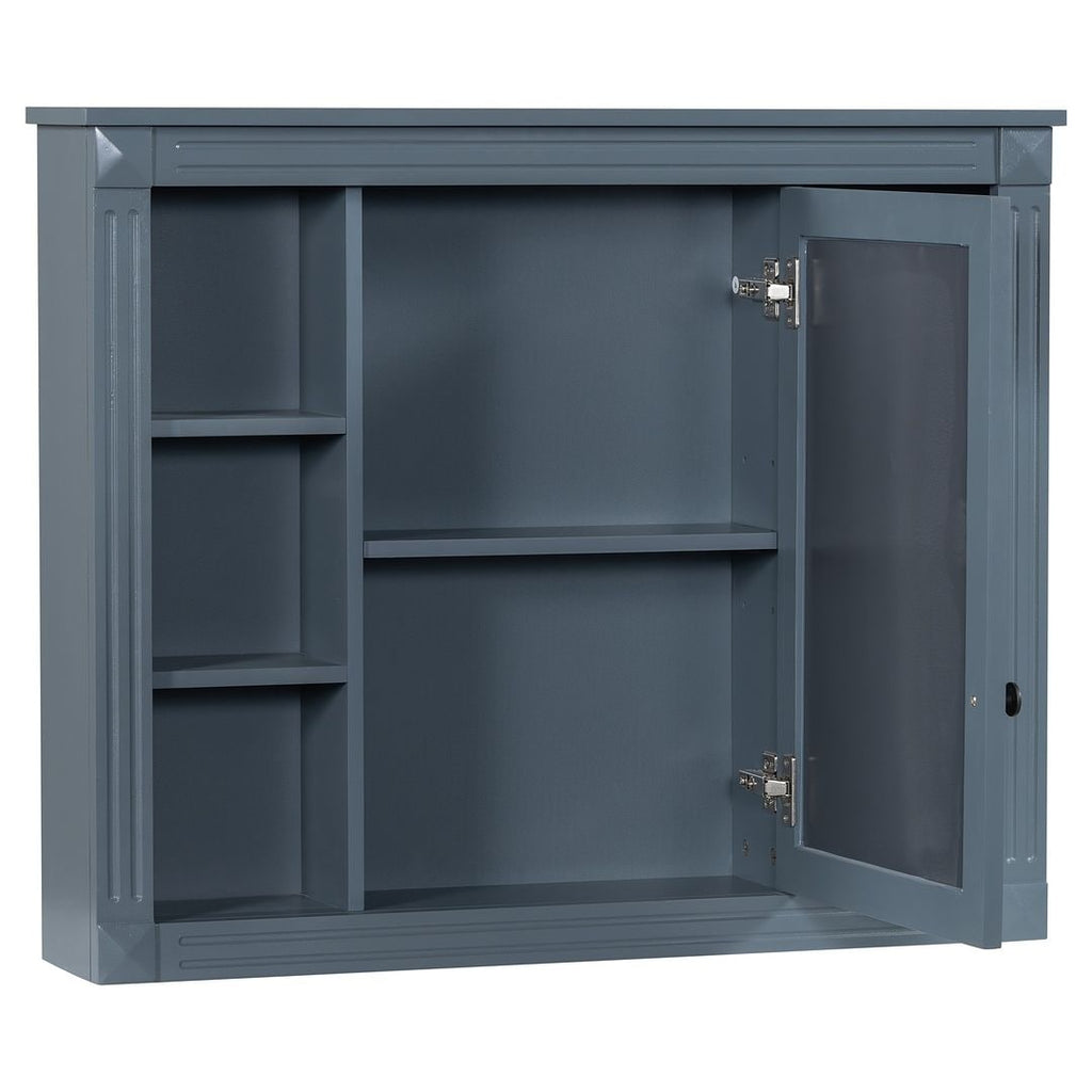 Meuble-lavabo moderne de 36 po avec lavabo supérieur et armoire à miroir, 2 portes et 2 tiroirs