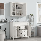 Meuble-lavabo moderne de 36 po avec lavabo supérieur et armoire à miroir, 2 portes et 2 tiroirs