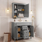 Meuble-lavabo moderne de 36 po avec lavabo supérieur et armoire à miroir, 2 portes et 2 tiroirs