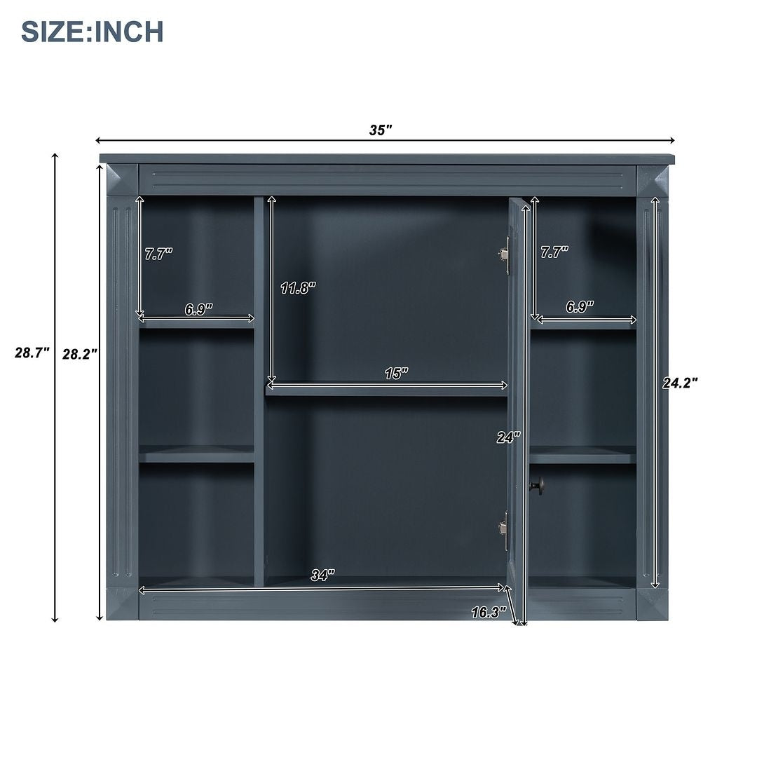 Meuble-lavabo moderne de 36 po avec lavabo supérieur et armoire à miroir, 2 portes et 2 tiroirs