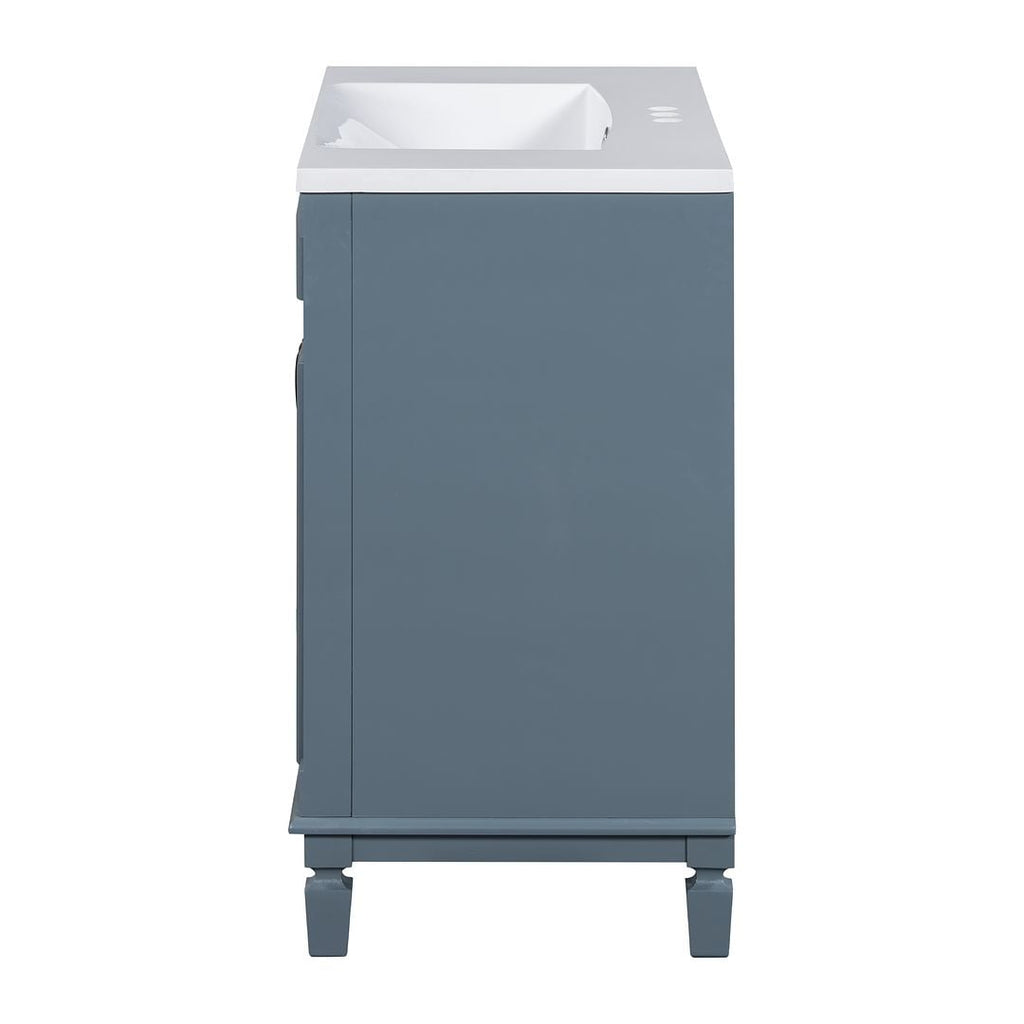 Meuble-lavabo moderne de 36 po avec lavabo supérieur et armoire à miroir, 2 portes et 2 tiroirs