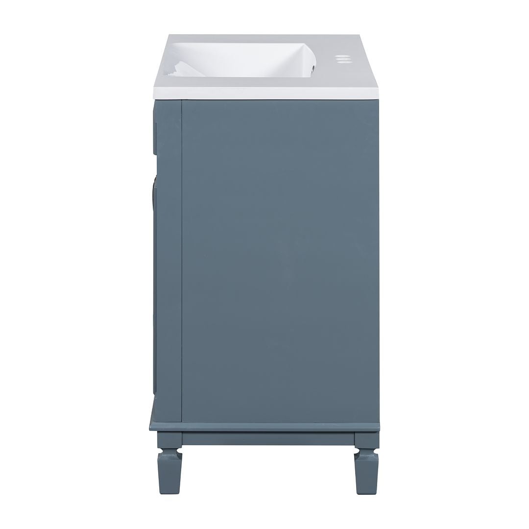 Meuble-lavabo moderne de 36 po avec lavabo supérieur et armoire à miroir, 2 portes et 2 tiroirs