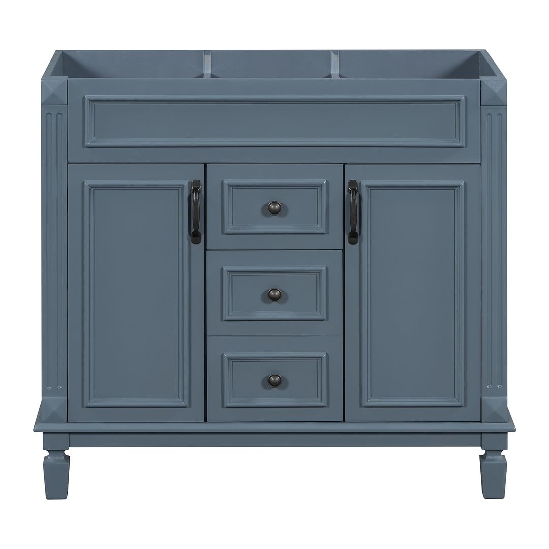 Meuble-lavabo moderne de 36 po avec lavabo supérieur et armoire à miroir, 2 portes et 2 tiroirs