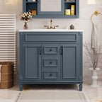 Meuble-lavabo moderne de 36 po avec lavabo supérieur et armoire à miroir, 2 portes et 2 tiroirs
