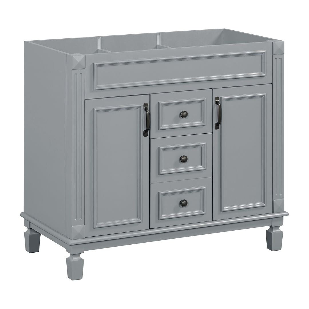 Meuble-lavabo moderne de 36 po avec lavabo supérieur et armoire à miroir, 2 portes et 2 tiroirs