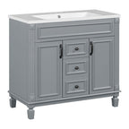 Meuble-lavabo moderne de 36 po avec lavabo supérieur et armoire à miroir, 2 portes et 2 tiroirs