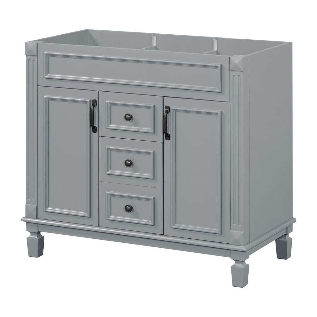 Meuble-lavabo moderne de 36 po avec lavabo supérieur et armoire à miroir, 2 portes et 2 tiroirs