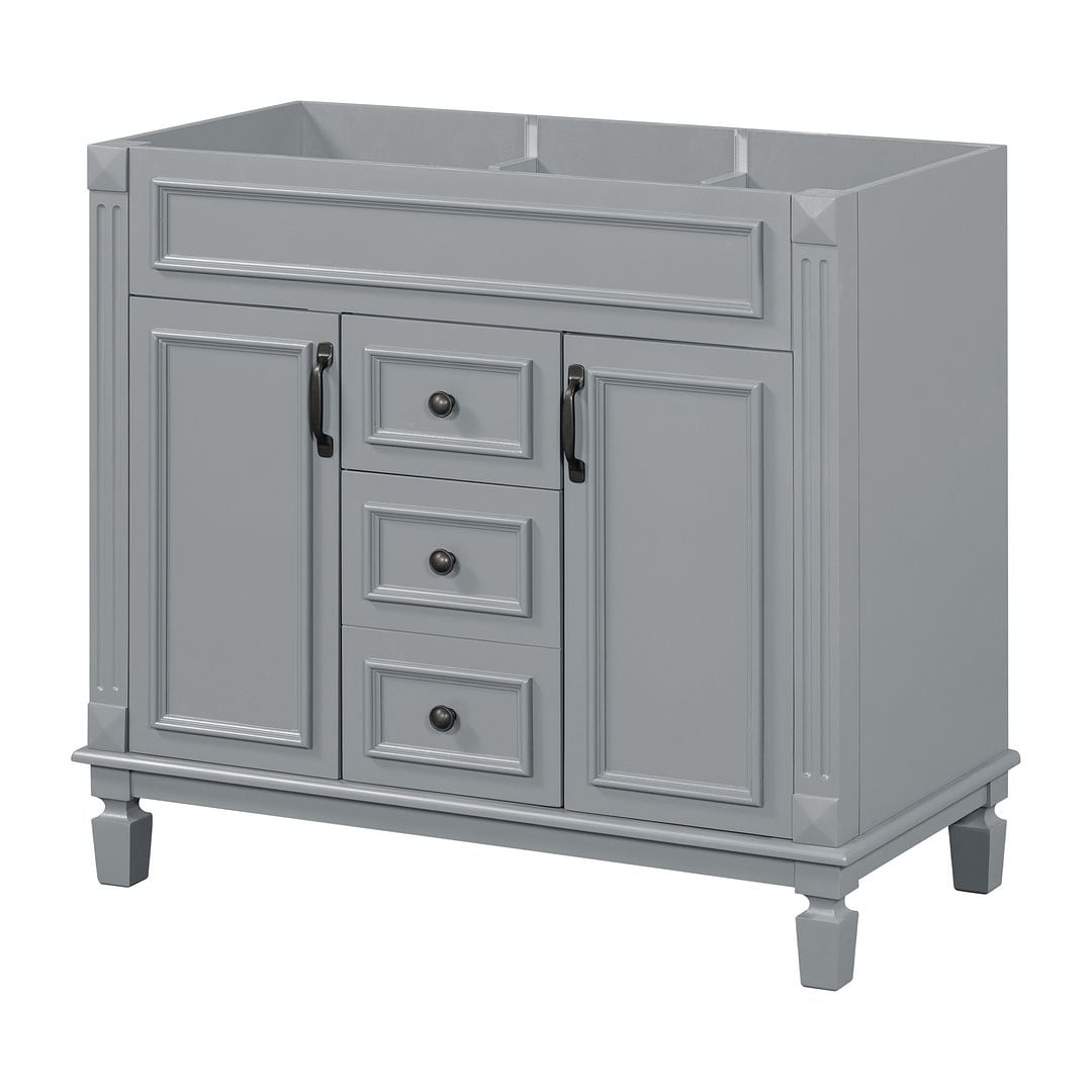 Meuble-lavabo moderne de 36 po avec lavabo supérieur et armoire à miroir, 2 portes et 2 tiroirs