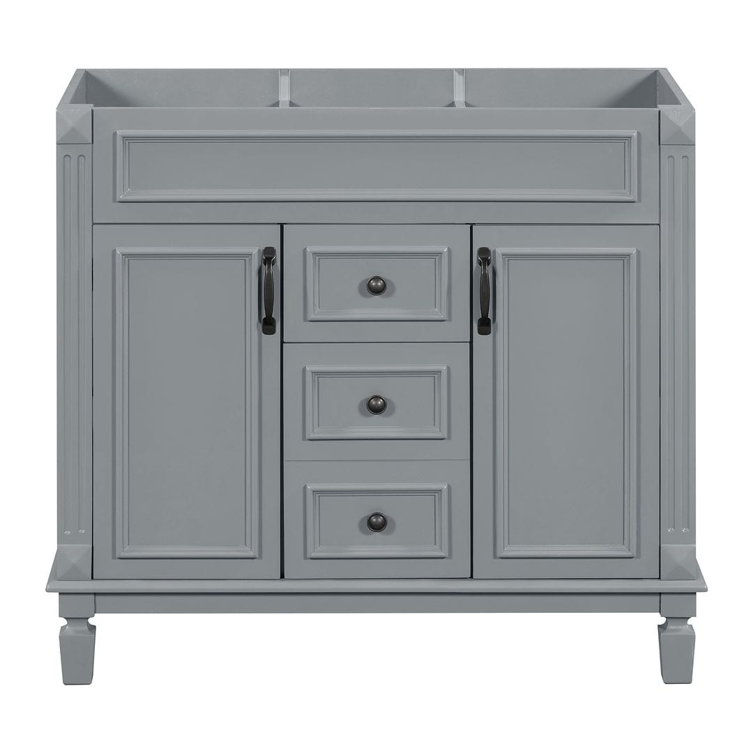 Meuble-lavabo moderne de 36 po avec lavabo supérieur et armoire à miroir, 2 portes et 2 tiroirs