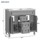 Meuble-lavabo moderne de 36 po avec lavabo supérieur et armoire à miroir, 2 portes et 2 tiroirs