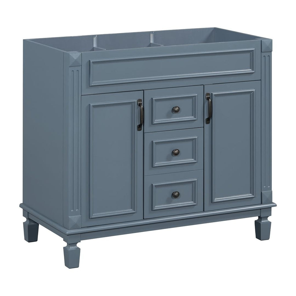 Meuble-lavabo moderne de 36 po avec lavabo supérieur et armoire à miroir, 2 portes et 2 tiroirs