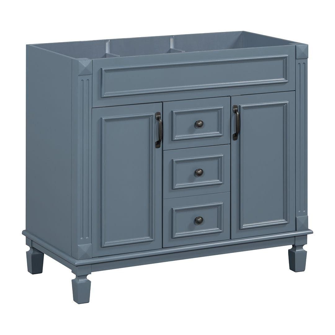 Meuble-lavabo moderne de 36 po avec lavabo supérieur et armoire à miroir, 2 portes et 2 tiroirs