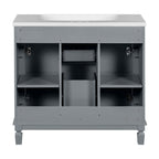 Meuble-lavabo moderne de 36 po avec lavabo supérieur et armoire à miroir, 2 portes et 2 tiroirs