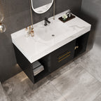 Meuble-lavabo flottant de 39,4 po avec lavabo en céramique, meuble-lavabo suspendu au mur, 2 tiroirs à fermeture douce et plateau en ardoise blanche - 39'4 x 18'9