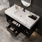 Meuble-lavabo flottant de 39,4 po avec lavabo en céramique, meuble-lavabo suspendu au mur, 2 tiroirs à fermeture douce et plateau en ardoise blanche - 39'4 x 18'9