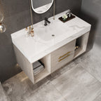 Meuble-lavabo flottant de 39,4 po avec lavabo en céramique, meuble-lavabo suspendu au mur, 2 tiroirs à fermeture douce et plateau en ardoise blanche - 39'4 x 18'9