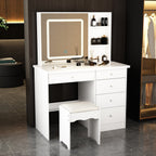Ensemble de coiffeuse de maquillage de 39,4 po de largeur avec tabouret et miroir