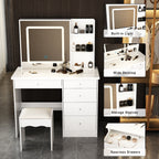 Ensemble de coiffeuse de maquillage de 39,4 po de largeur avec tabouret et miroir