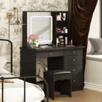 Ensemble de coiffeuse de maquillage de 39,4 po de largeur avec tabouret et miroir
