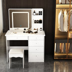 Ensemble de coiffeuse de maquillage de 39,4 po de largeur avec tabouret et miroir