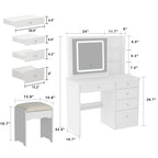 Ensemble de coiffeuse de maquillage de 39,4 po de largeur avec tabouret et miroir