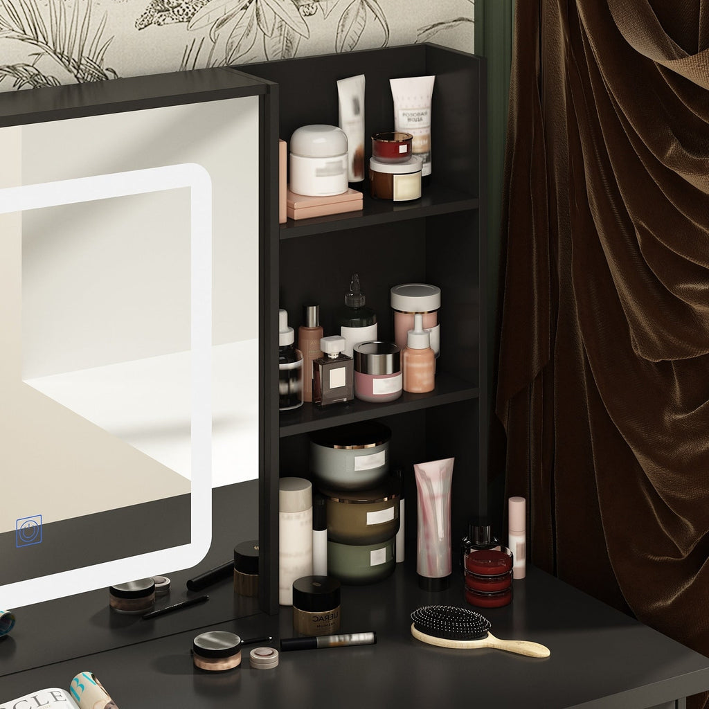 Ensemble de coiffeuse de maquillage de 39,4 po de largeur avec tabouret et miroir